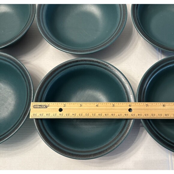 Set Of 6 Pfaltzgraff Solstice Green Cereal Soup Bowls USA 6 3/8” Vintage 1990s - Picture 3 of 5
